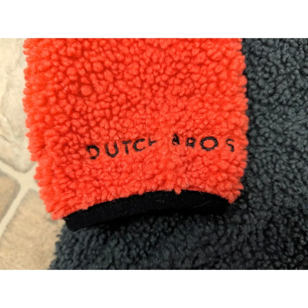 Dutch Bros sz S men's Fleece Pullover Sherpa Jacket colorful mock neck 1580